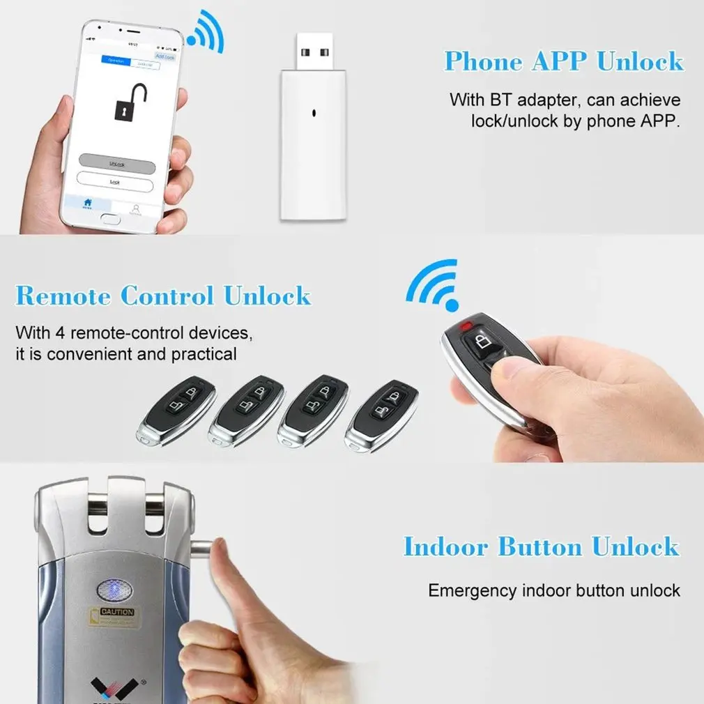 

Wafu WF-018 Electric Door Lock Wireless Control With Remote Control Open & Close Smart Lock Security Door Easy Installing