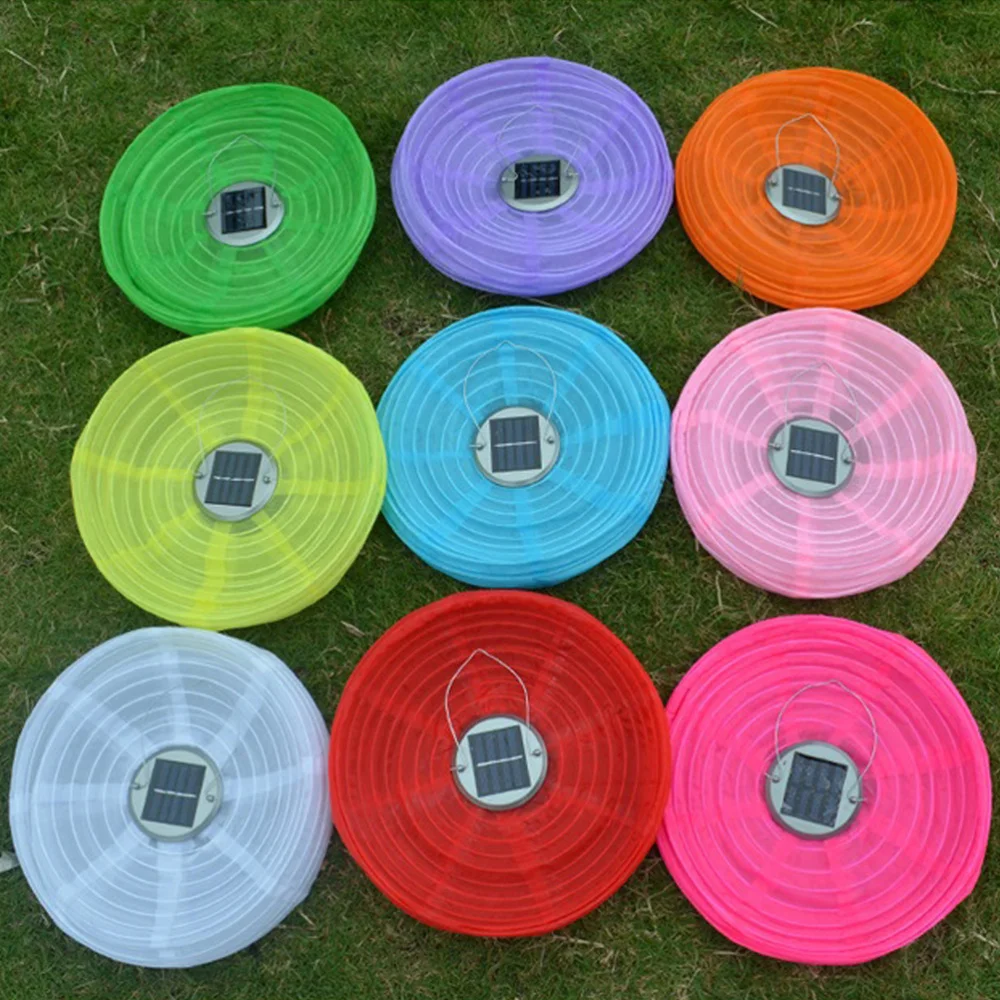 

4pcs 12 inch Waterproof Solar LED Lantern Outdoor Hanging Lights Foldable Decorative Festival Lantern (Red+Green+Blue+Yellow)