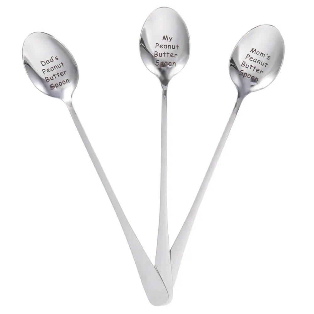 

3pcs Delicate Stainless Steel Dessert Spoons Mug Mixing Spoons Coffee Spoons