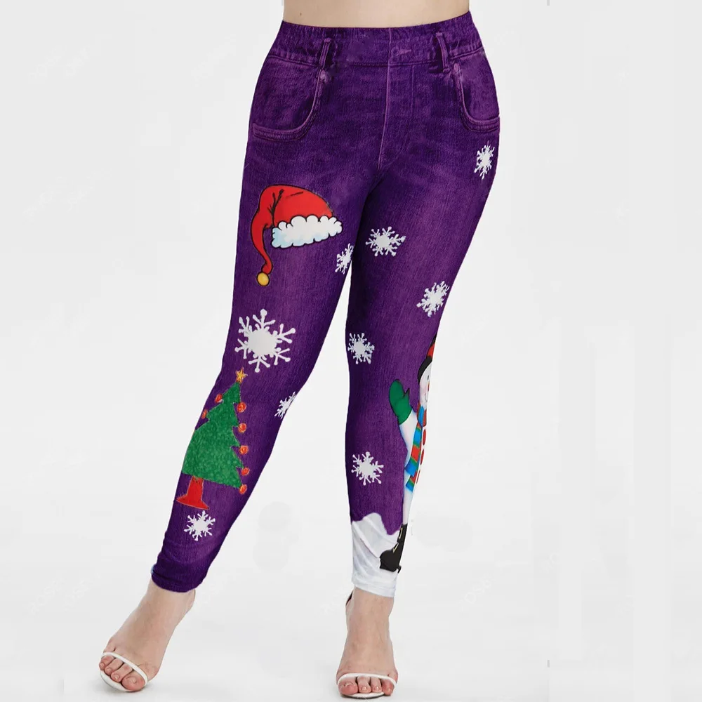 

Christmas Leggings Printed Pants Women Capri-Pants Purple Gray Blue Green Color Leggings