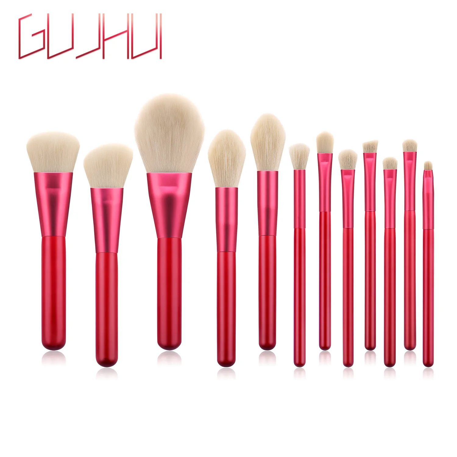 12 шт. фон красного цвета с объемным эффектом и кисти для лица пудра основа под