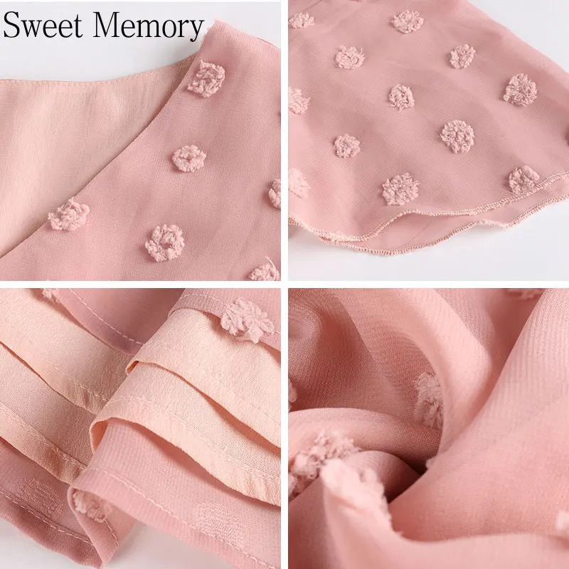 

Sweet Memory Yellow Black Pink Cocktail Dresses 2021 Summer Short Sleeve Women Dress Loose Ruffles V-Neck Knee-Length Robes