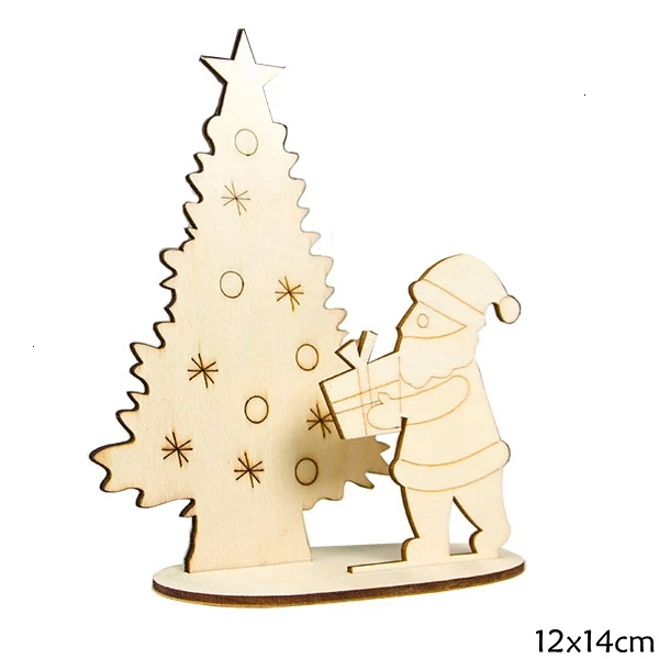 C Santa Claus 1 комплект мульти DIY креативные деревянные поделки РОЖДЕСТВЕНСКИЕ Санта/олень деревянные украшения для домашнего стола украшения для рождественской вечеринки - Цвет: C Santa Claus