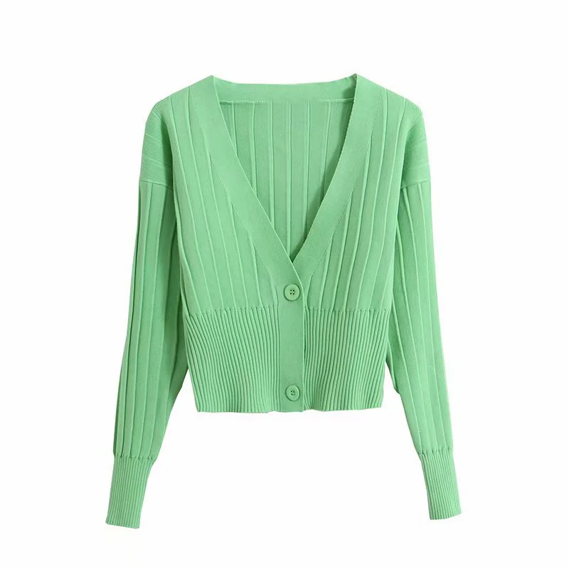 green cardigan Сексуальный Кардиган Kendall Jenner с глубоким вырезом и v-образным вырезом, Женская куртка, Осень-зима, уличный свитер большого размера, вязаный кардиган, пальто - Цвет: green cardigan