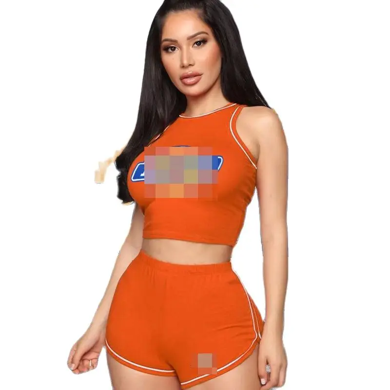 

2021 new short sleeve two piece set print set summer sales champion two sets