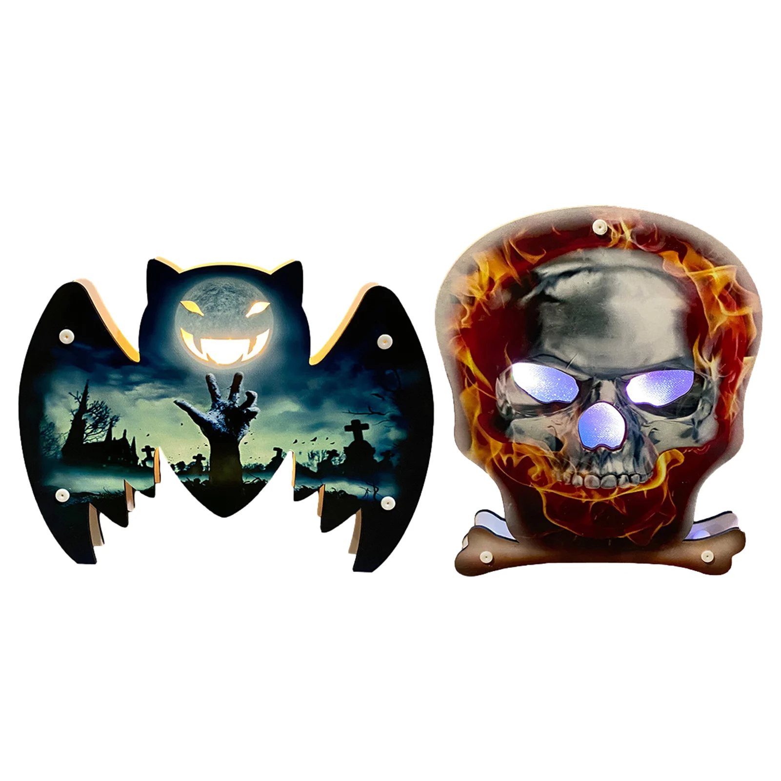 

Halloween LED Light Glowing Decoration Light Up Skull & Bat Wall Mounted Ornaments Hanging Decor Halloween Table Decoration Kids