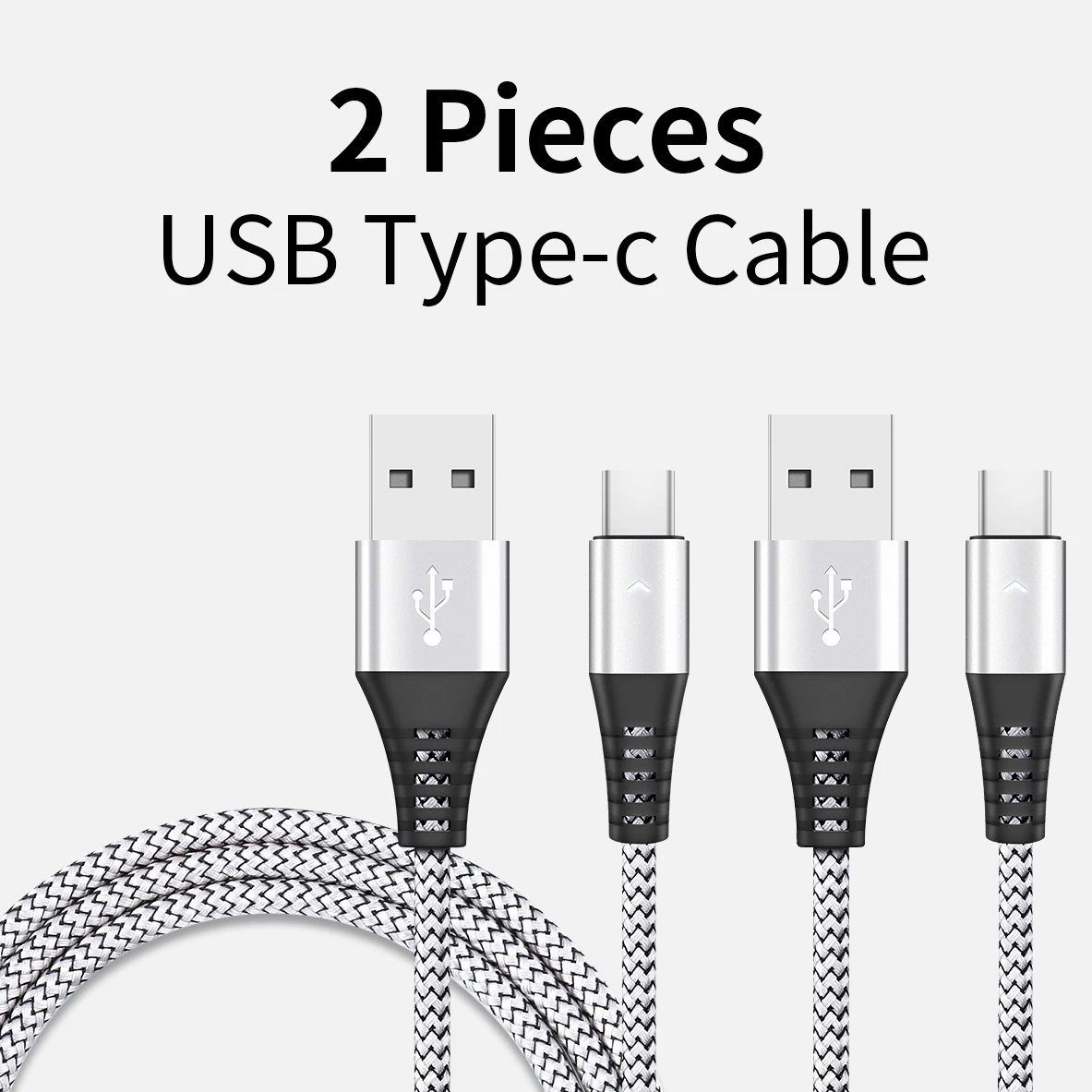 Silver 2 Pieces HANNORD usb type-C кабель USB C кабель для быстрой зарядки и синхронизации данных 1,2 A Светодиодный индикатор 1,8 м для Xiaomi samsung Android Phone - Цвет: Silver 2 Pieces