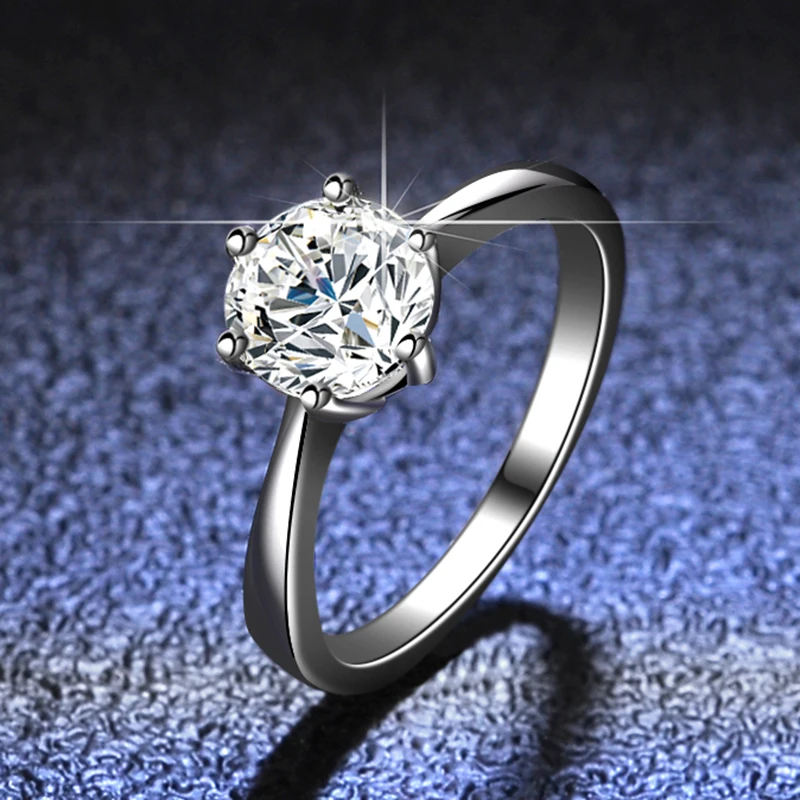 

925 sterling silver ring Mosan's drill Ring Fashion woman1ct diamond ring Diamond Zhou Family Six Claw D-color Mosan diamond