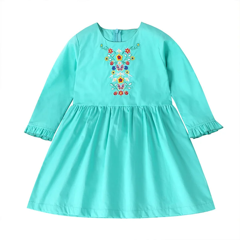 

2020 new girls' dresses spring and autumn new children's clothing girls long-sleeved embroidered elegant temperament dresses