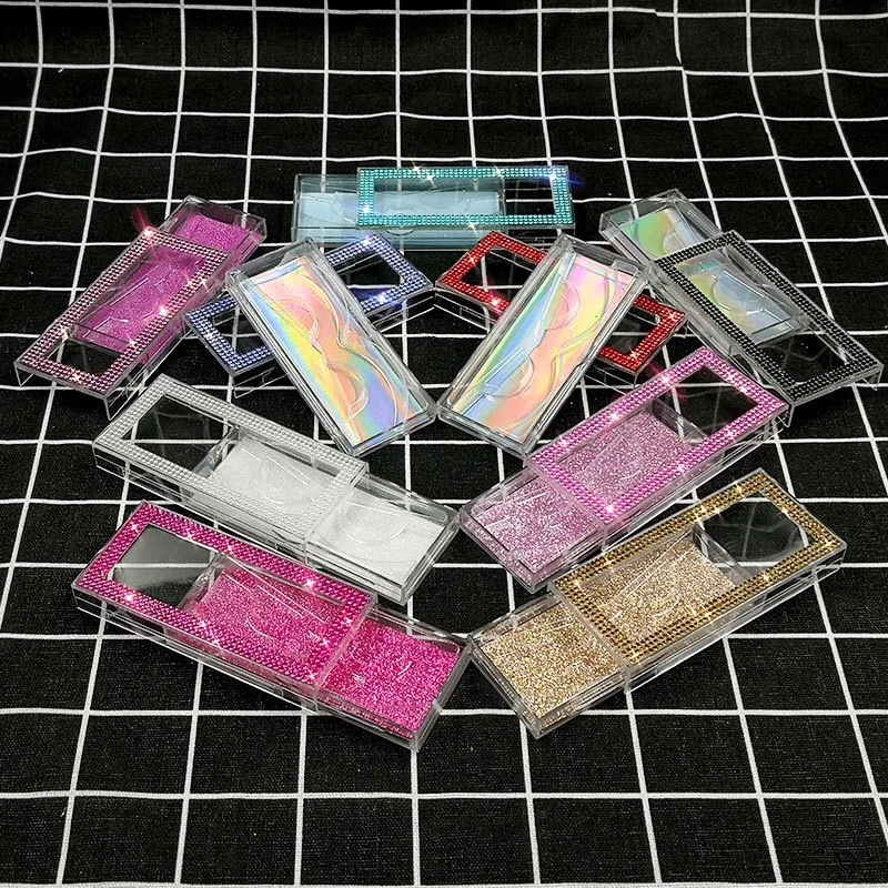 Цветной Украшенные PU искусственными бриллиантами оптовая продажа ресниц чехол