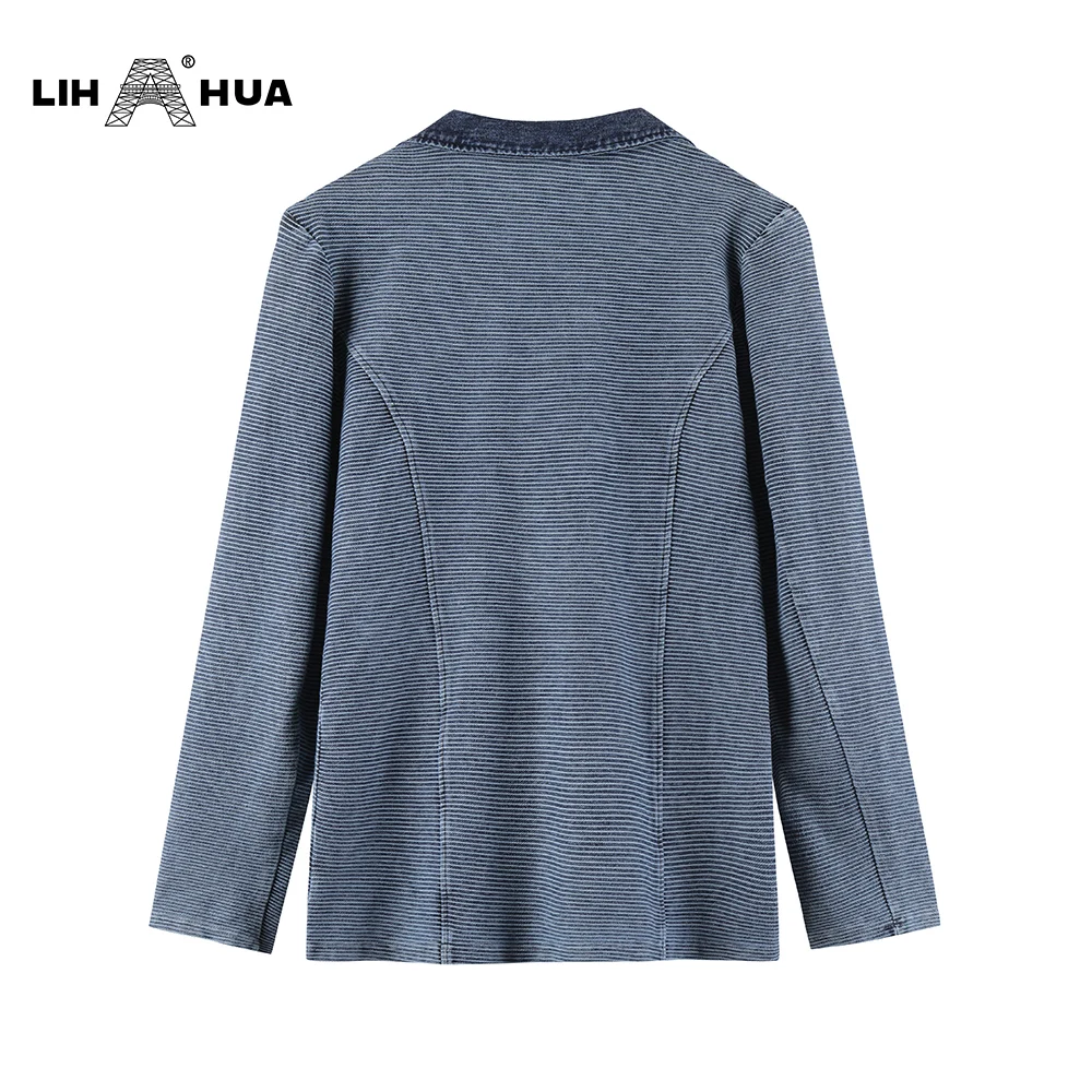 Женский Повседневный модный джинсовый костюм LIH HUA большого размера стрейчевая