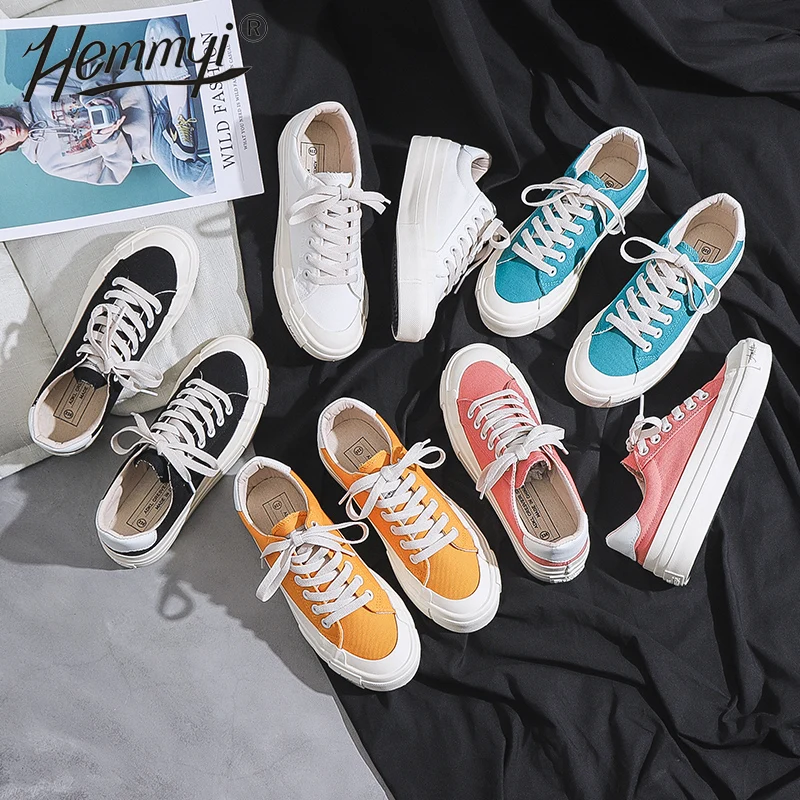 

Hemmyi Canvas Casual Shoes Woman 2021 New Color Fashion Flats Women Platform Sneakers White Tenis Feminino Vulcanize Shoes