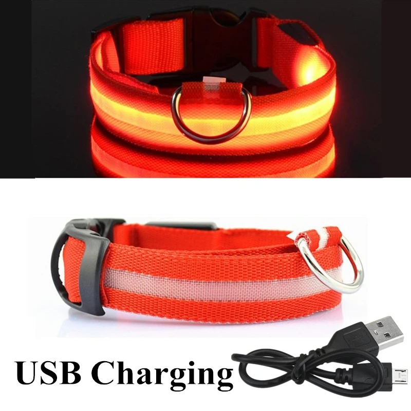 Red USB USB Перезаряжаемый светодиод для домашних собак светящийся ошейник для домашних животных светящееся мигающее ожерелье для прогулок на открытом воздухе ошейник безопасности для собак товары для домашних животных - Цвет: Red USB