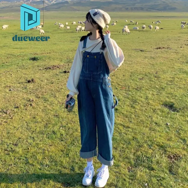 

DUEWEER Denim Jumpsuits Women Romper Overall Onesie Jeans Trouser Playsuits Streetwear 2022 Women Clothing One Piece Outfit