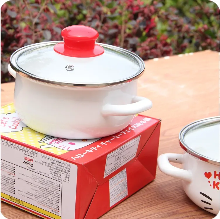 1 шт. мультяшная маленькая фарфоровая эмалированная кухонная кастрюля для супа