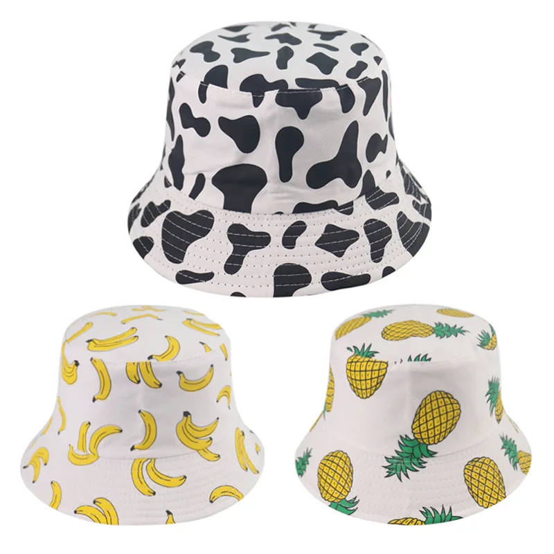 2020 Новая мода Реверсивный Черный Белый корова шаблон ведро шапки для рыбаков