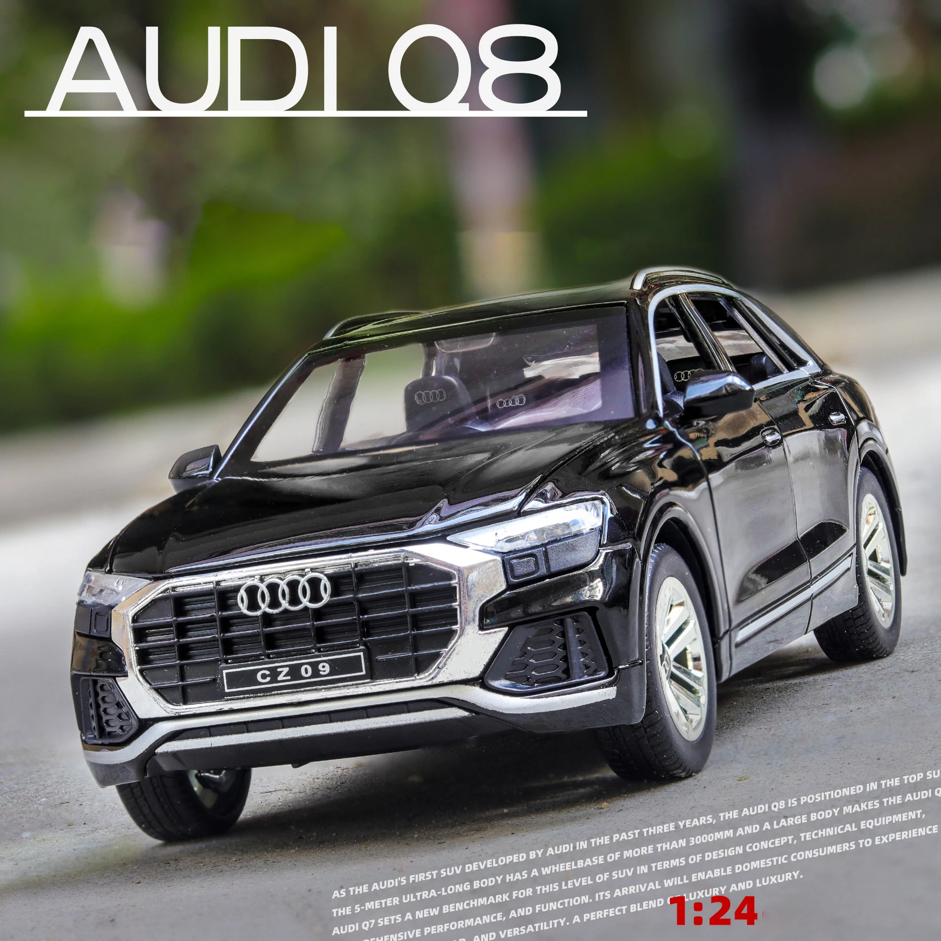 1:24 Высокая моделирования Audi Q8 внедорожник звук и светильник Игрушечная модель