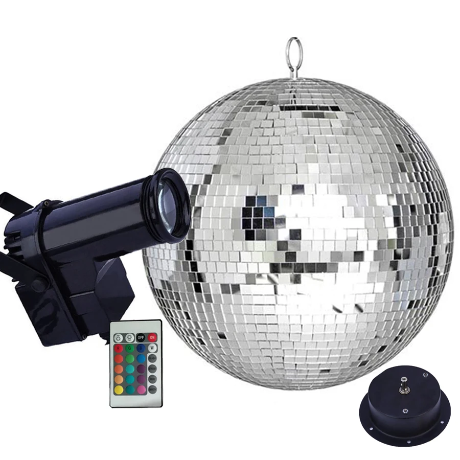 

D20CM 30CM Hanging Mirror Disco Ball With Remote Control Led Beam Pinspot Lamp Party Dance Birthday Wedding Christmas Decoration
