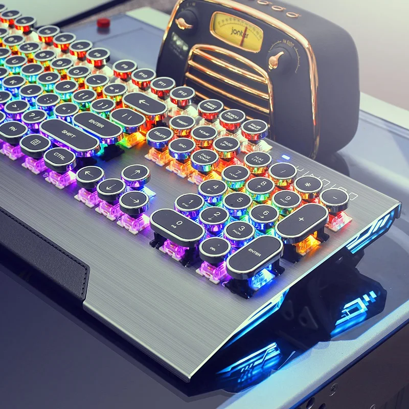 Новый Ретро Круглый Keycap стимпанк ПЕЧАТНАЯ МАШИНКА USB Проводная Механическая