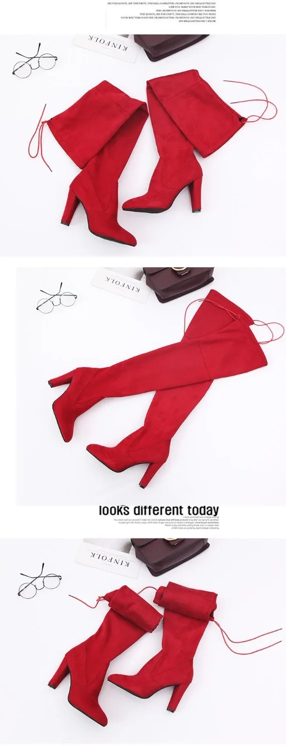 Aleafalling женские сапоги на толстой подошве с высоким голенищем Сандалии до