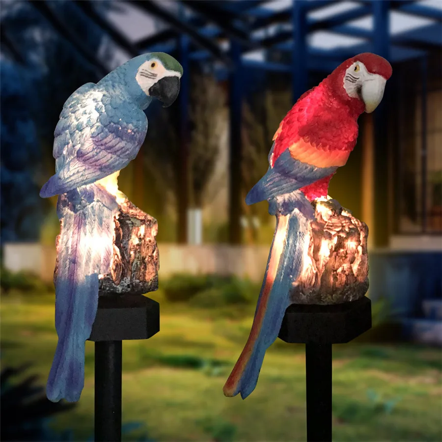 

BEIAIDI 2PC Parrot Outdoor Solar Lamp Animal Shape Solar Garden Landscape Light Waterproof Courtyard Fence Spike Lamp Warm White