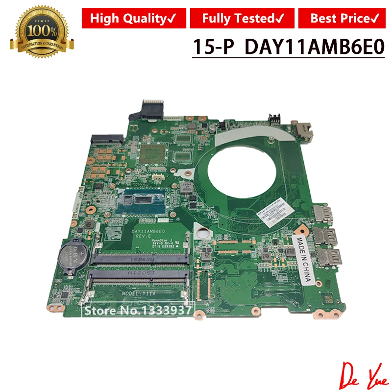 

For HP 15-P Series Laptop Motherboard 782931-001 782931-501 782931-601 DAY11AMB6E0 Y11A With i5-5200U Mainboard