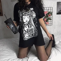 gothic y2k women tshirts oversize tee punk black graphic clothes kpop harajuku streetwear vintage t shirt hip hop short sleeve