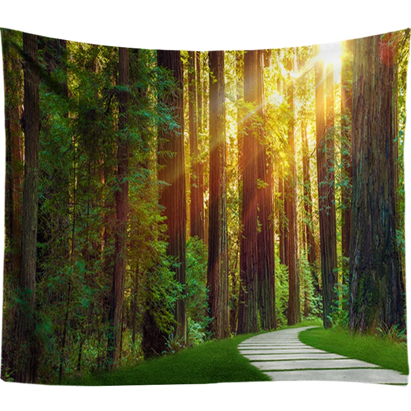 

Hippie Tapestry Stroll Sunshine Forest Wall Hanging Psychedelic Decoration Wall Tapestry Dorm Decor Living Room Mandala Wall Art