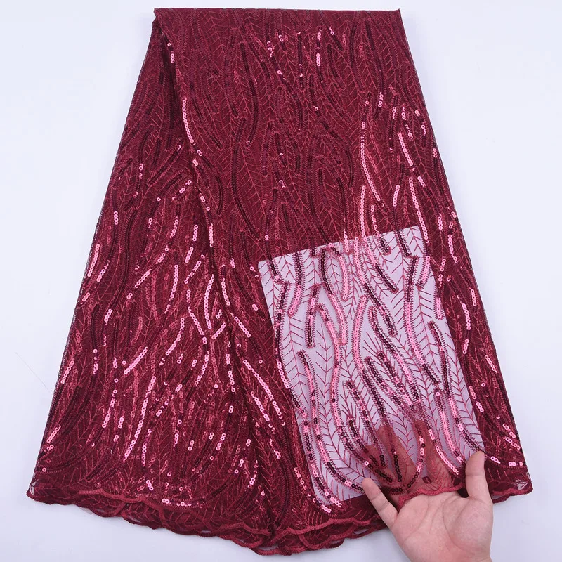 Новейший дизайн высокое качество пайетки сетка вышивка африканская кружевная