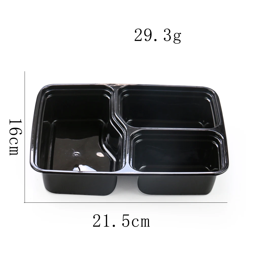 10PCS Meal Prep Portable Bento Box Plastic Reusable 3 Compartment Lunch Box Food Storage Container with Lid Microwave Dinnerware images - 6