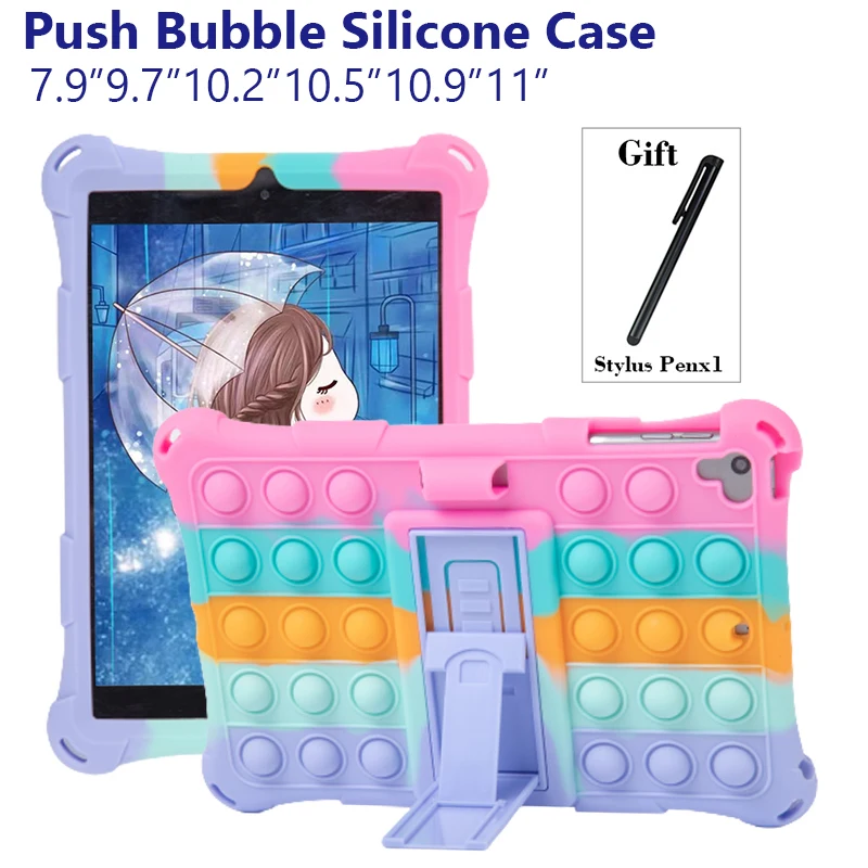 

Силиконовый чехол с пузырьками Push It для iPad 2020, 10,2, 8th, 2018, 2017, 9,7, 5th, 6th Generation Mini, 5, 2021 Pro, 11, 10,5, Air 3, 4, чехол