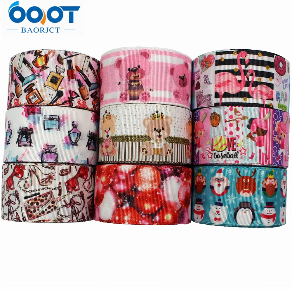 1 1/2 ''ширина 10 ярдов мультфильм печатных Grosgrain ленты лук Свадебная вечеринка