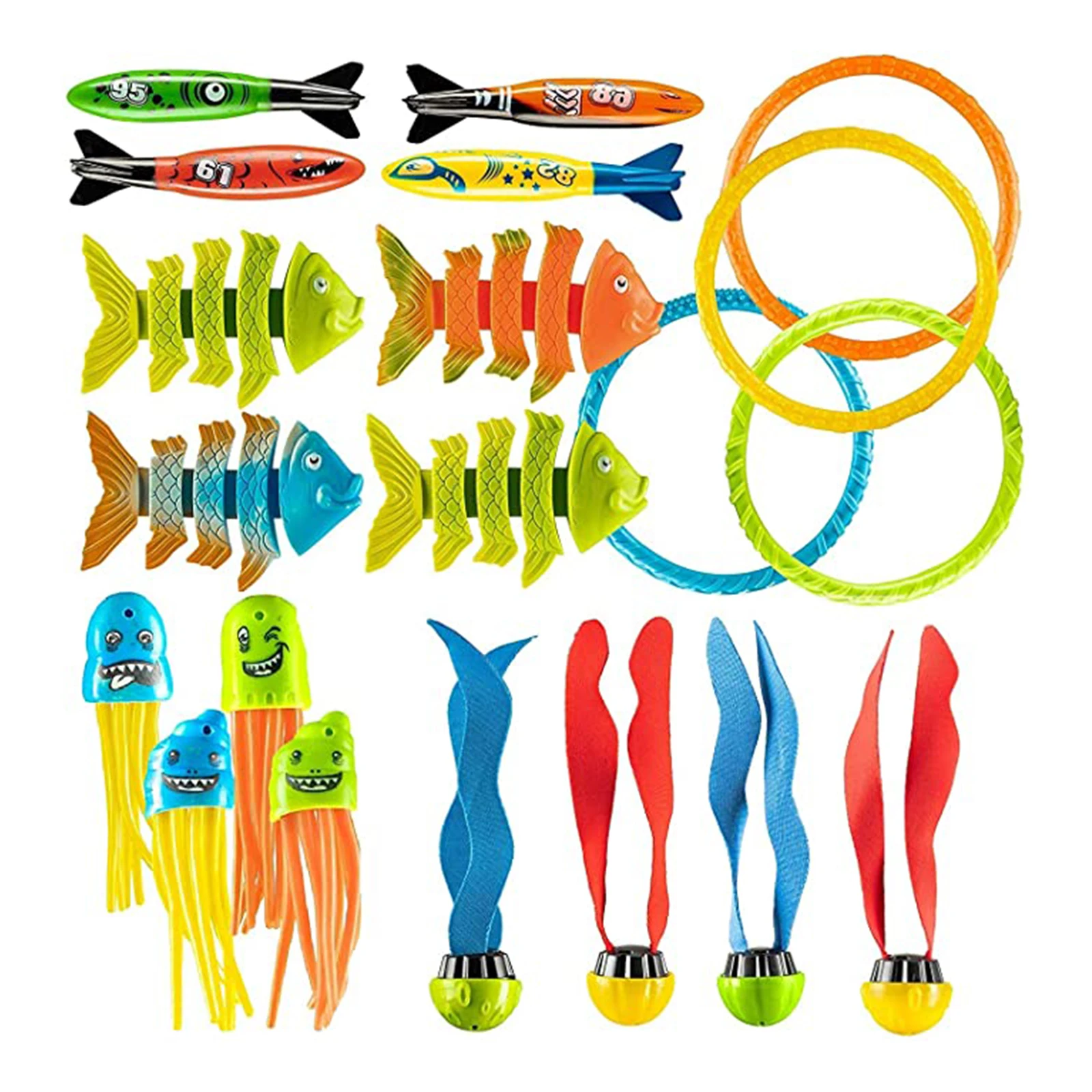 

Children Cute Fun Diving Toys Swim Bathing Toys 18Pcs/ 19Pcs/ 20Pcs/ 30Pcs Toys Set for Swimming Pool Underwater Swimming