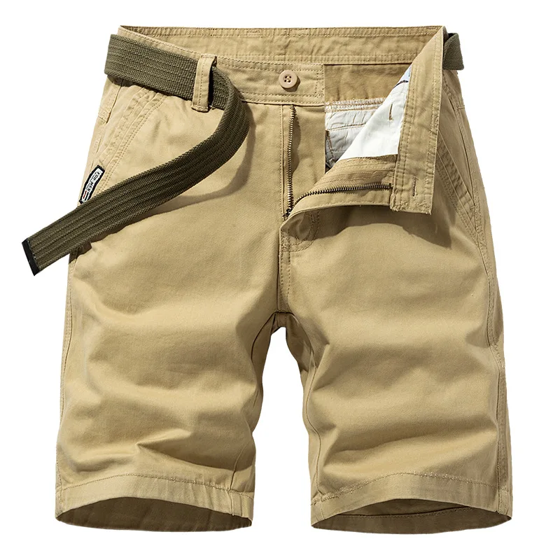 

Summer Cotton Men Cargo Shorts Casual Solid Color Khaki Men Short Pants Jogger Military Cargo Plus Size Soft Clothing