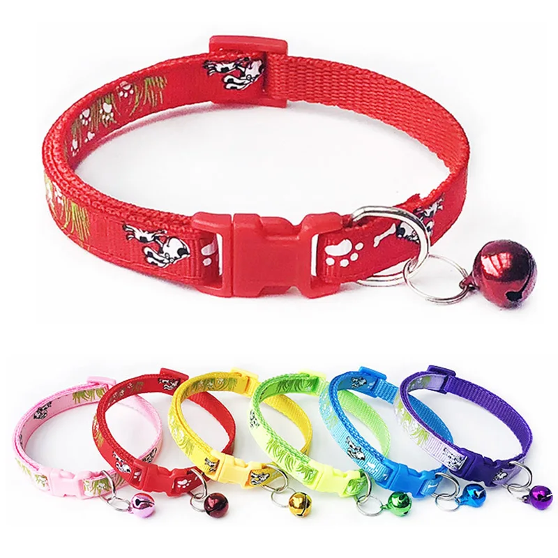Модные нейлоновые ошейники с колокольчиком для домашних животных милые собачьи
