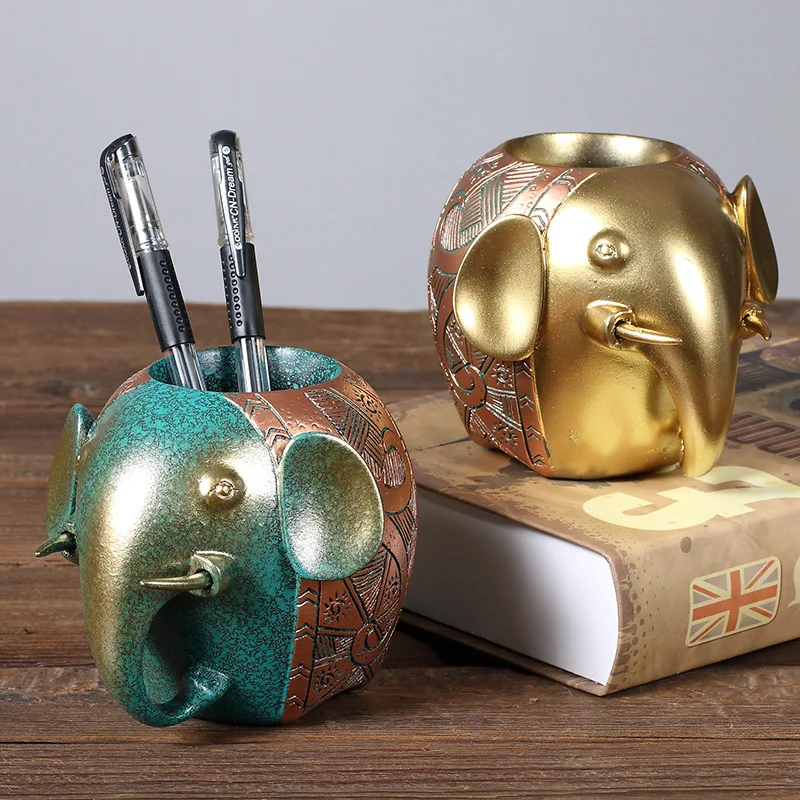 Najtaniej Darmowa Wysyłka Pomyślny Prosty Słoń Europejski Styl Biurkowy Stojak Na Długopisy Organizer Na Biurko