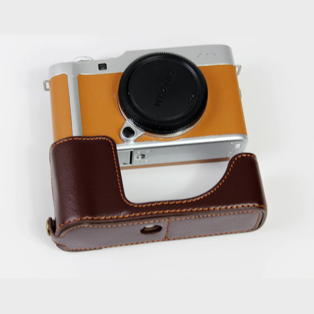 Чехол из натуральной кожи для фотоаппарата наполовину закрытый чехол Fujifilm X A7 XA7 XA