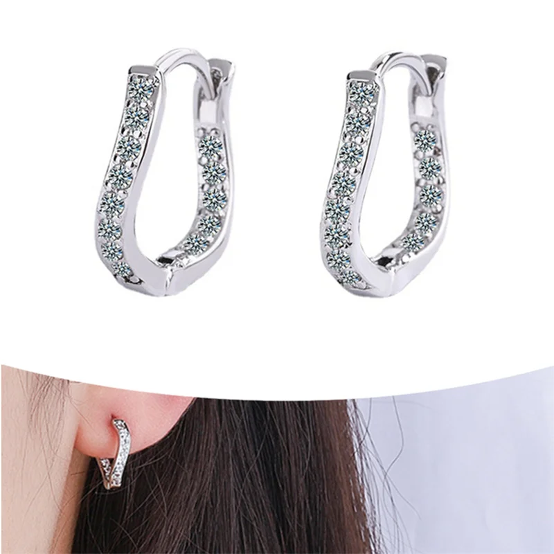 

Women Earrings Silver 925 Hoops Accessories For Lady Christmas Gift Trendy Zircon Earrings Women Jewelry 2021 Latest Girls Bijou