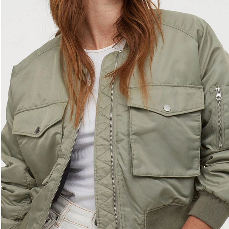 

Women Winter Oversized Jacket Padded Motorcycle Rider Women's Clothing 2021 Femme Parkas Outerwear Military Green Bomber Jacket