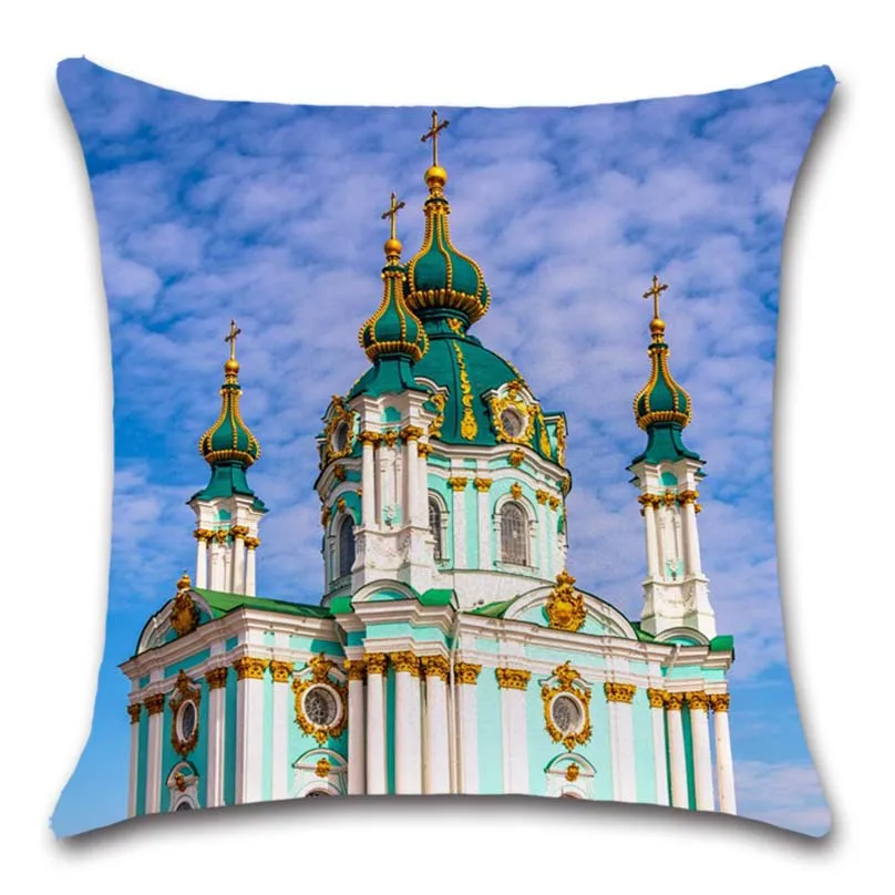 Художественное классическое здание собор церковь белый чехол для подушки