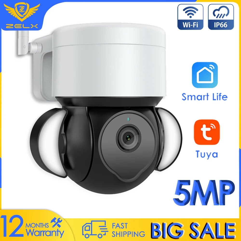 

Камера безопасности Tuya наружное видеонаблюдение 5MP IP-камера видеонаблюдения WiFi Цветное ночное видение Alexa P2P Умный дом Водонепроницаемый IP66