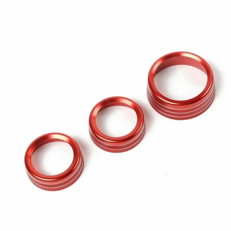

A/C Switch Knob Trim Radio Parts Interior Red Aluminum Alloy Ring Covers