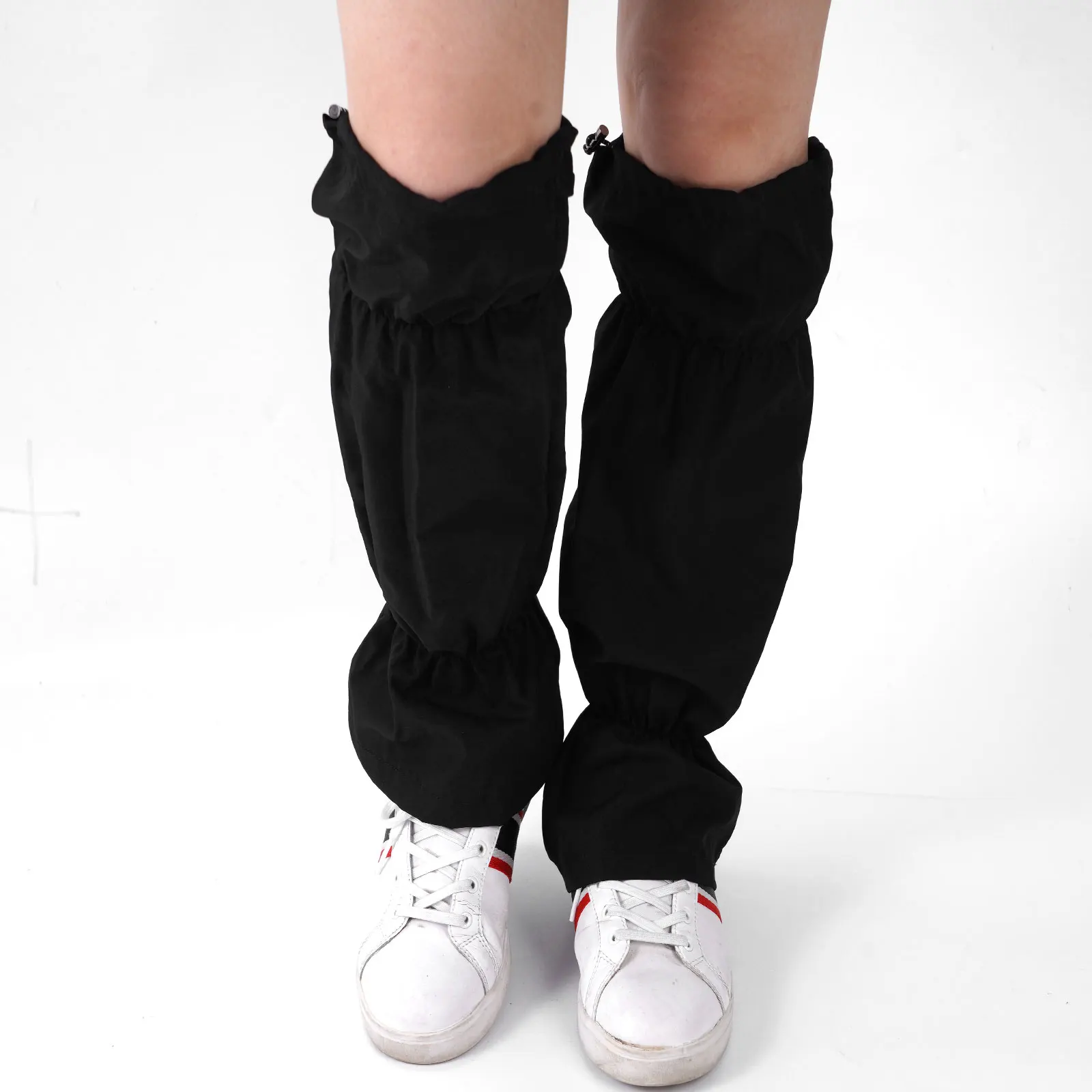 

Women Leg Warmer Tooling Personality Drawstring Socks Black Harajuku Stockings Punk Gothic Layered Style Tube Socks Legs Covers