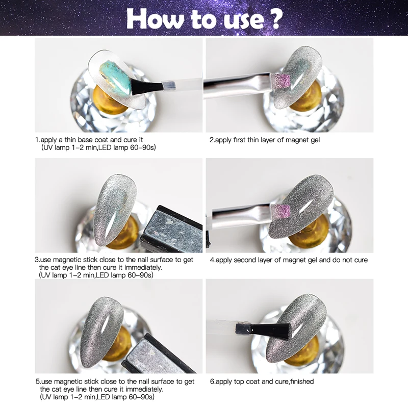 

MEET ACROSS 5g Reflective Magnetic Cat Eye Gel Nail Polish Auroras Holographic Glitter Sequins Soak Off UV Nails Art Gel