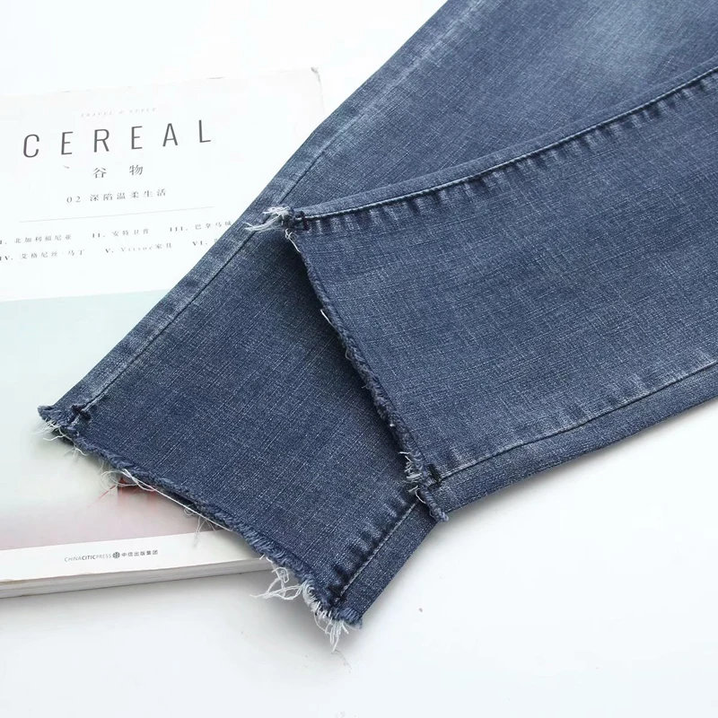 GOPLUS/женские джинсы с высокой талией в Корейском стиле Винтажные прямые брюки до