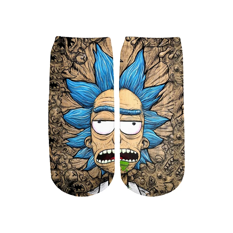 Новейшие Rick and Morty 3D печатных мультфильм милые короткие носки для мужчин женщин harajuku корейские носки RS-005 - Цвет: 9