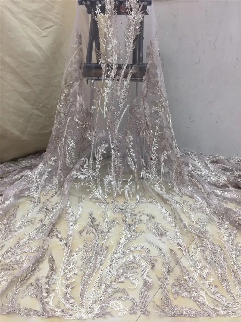 

African Lace Fabric Flower Embroidery French Net Tulle Lace Fabric for Wedding Dress