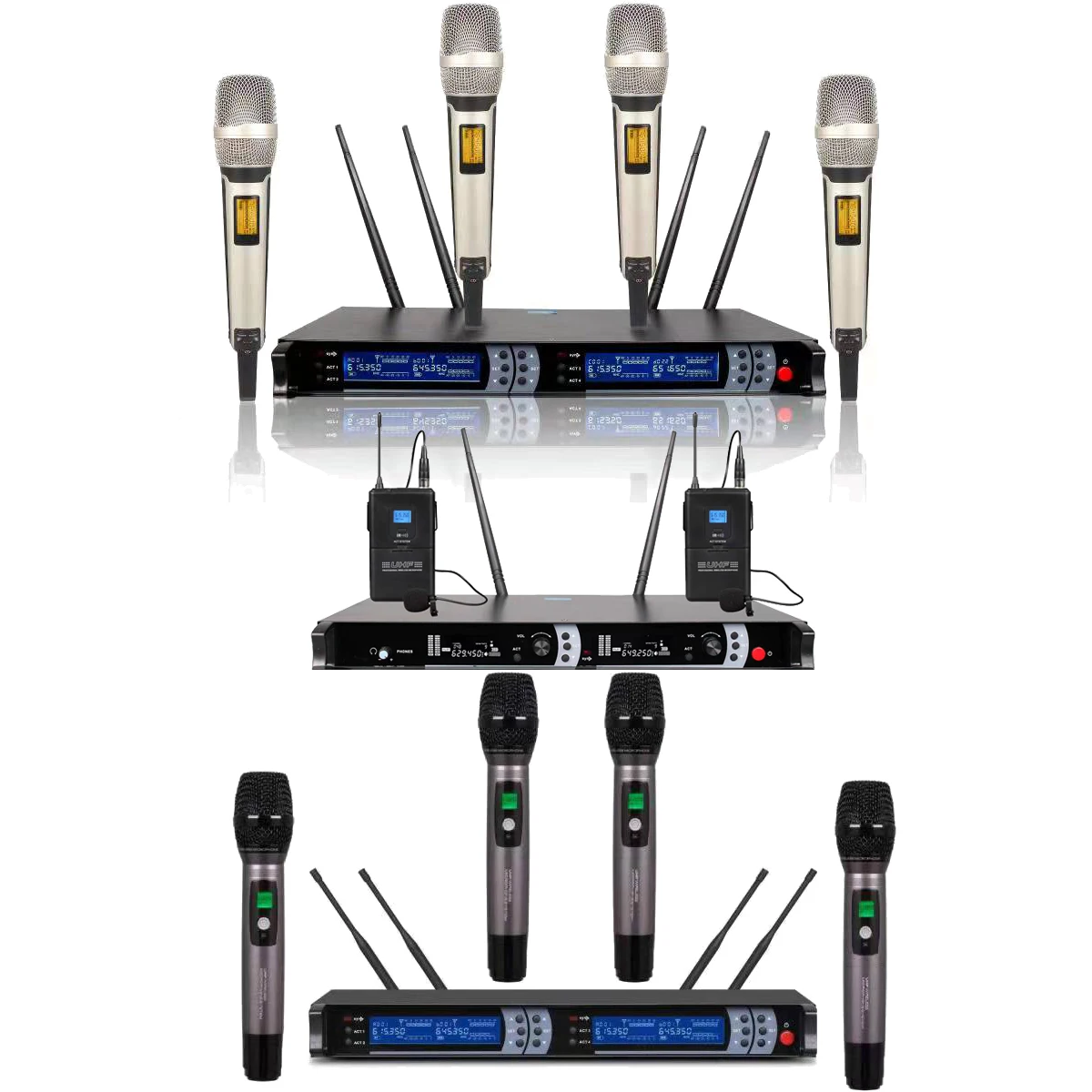 

Pro EW600 G4 Digital Wireless Stage DJ Karaoke Microphone System SKM9000 4 Handheld Headset Lavalier Mics