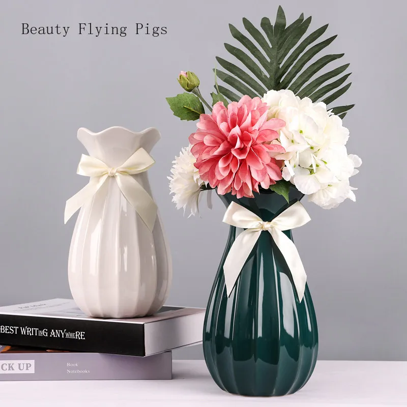 

Nordic Flower Shape Vases Ceramics Crafts Living Room TV Cabinet Ornaments Flower Arrangement Vase Home Plant Pots Decorative