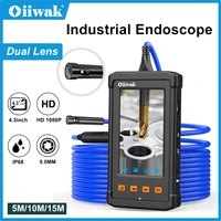 oiiwak 8mm dual lens endoscope mini camera 4 3 ips 1080p ip68 waterproof snake inspection endoscope camera 32gb sewer plumbing